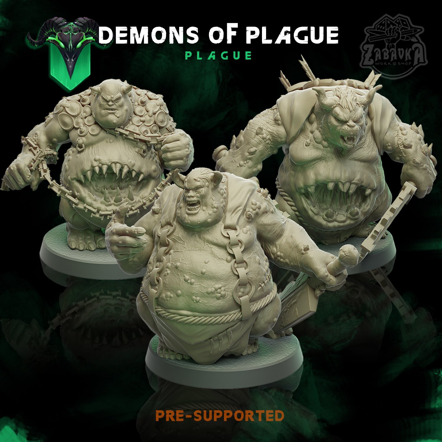 Set of Demons of Plague - 32mm miniature for DnD, Tabletop games